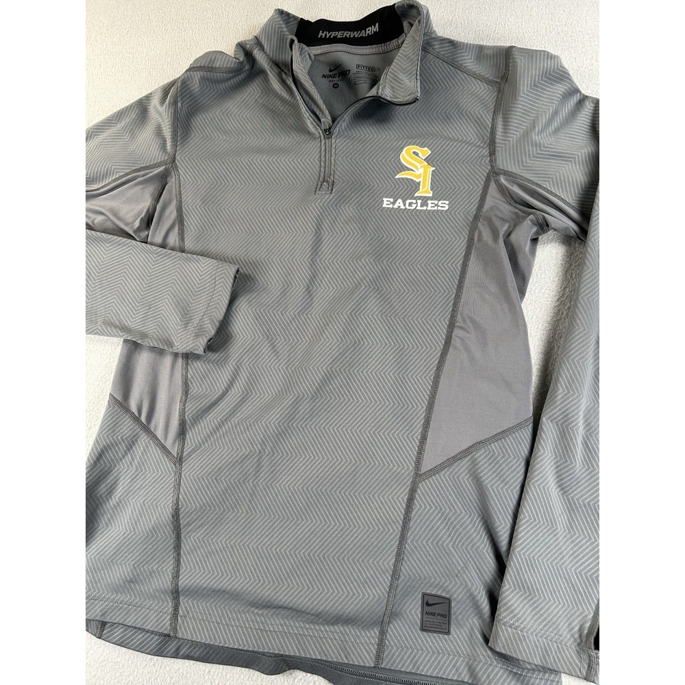 Nike Pro Hyper Warm Fitted Long Sleeve 1/4 Zip Jacket Gray MEDUIM